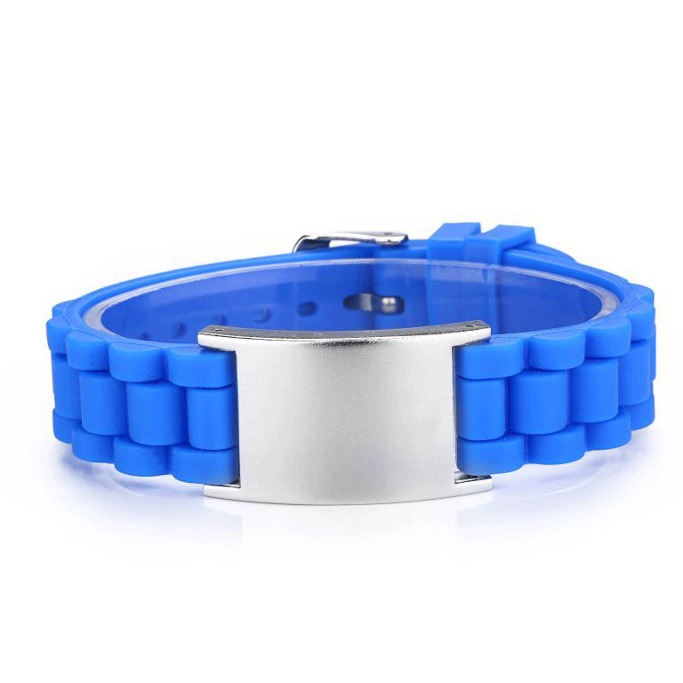 ID Bracelet – Watch Type In Curly Blue Silicone – 145 A 220 Mm *21mm