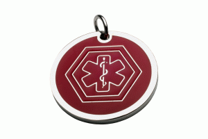 ID medal in steel with red medical symbol 26 * 26 mm