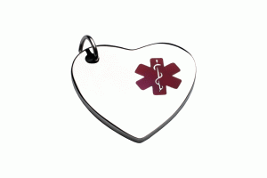 ID Heart in steel with red medical symbol Type Medal 26*28mm