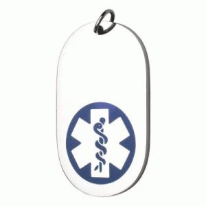 Dog Tag ID - steel - silver - blue medical symbol 23 * 46 mm