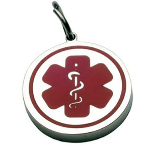 ID In Silver Steel With Red Medical Symbol Type Charm Of 13 * 13mm