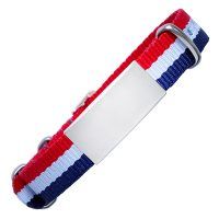Emergency ID  Red White & Blue Military Style Nylon Watch Strap 245mm width 14mm- 18mm