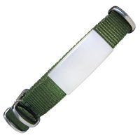 Emergency ID - watch style nylon strap- olive  military design  245 mm width 14mm - 18mm