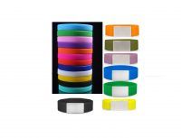Slim ID silicone bracelet in various colors and sizes 160,180 and 202 with 13 mm wide metal plate